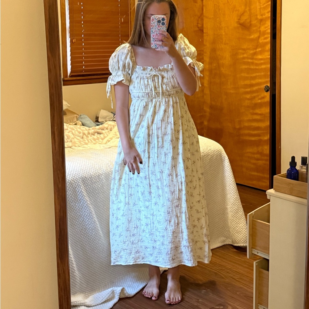 Worth Collective Savanna Steppe Floral Puff Sleeve Dress